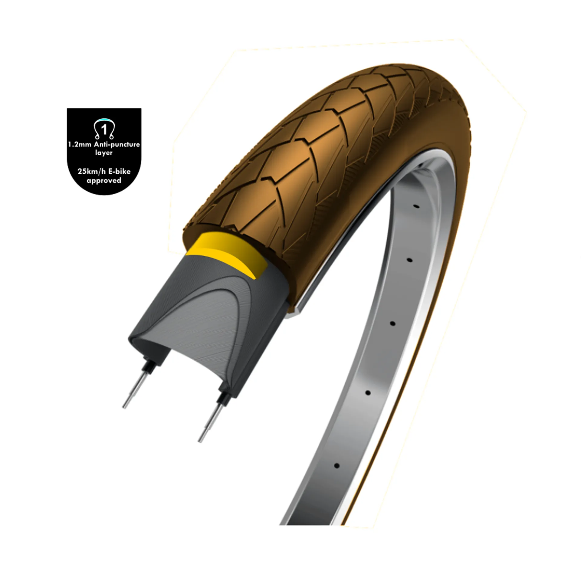 28×2.00 buitenband bruin (50-622)