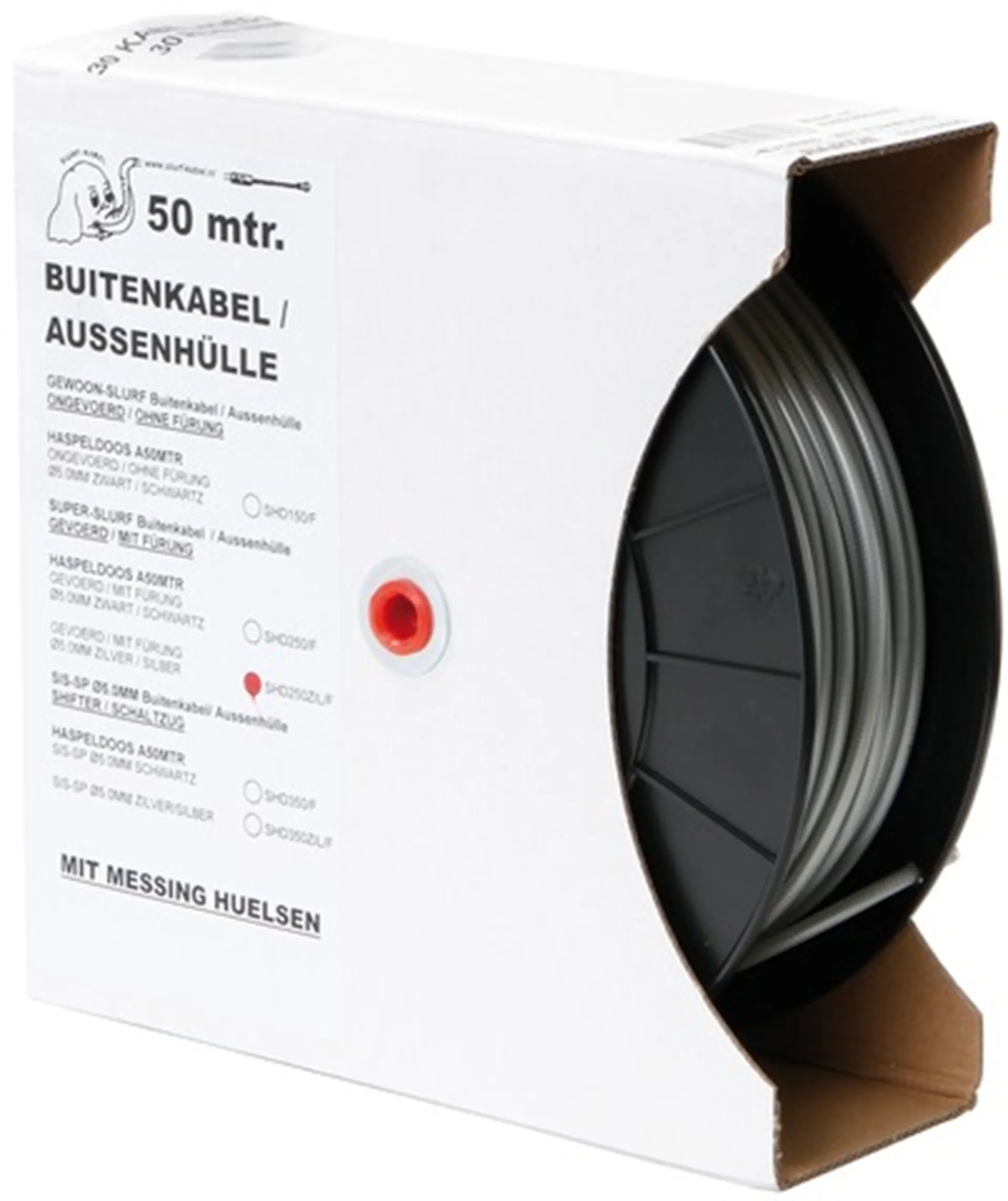 Remkabel rol 50 meter Grijs (GEVOERD)