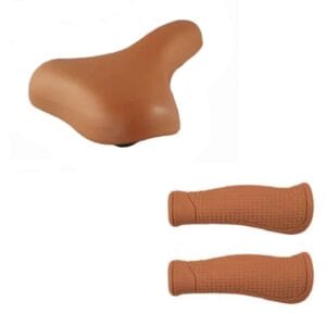 Bruin zadel + handvatten set