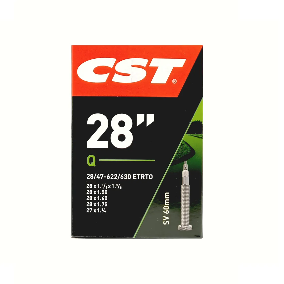 CST binnenband (o.a. Veloretti) 28×1 5/8×1 3/8 28×1 1/4 , 28×1 1/8 , ETRTO 28/47- 622/630 , Ventiel: Presta/Frans 60mm