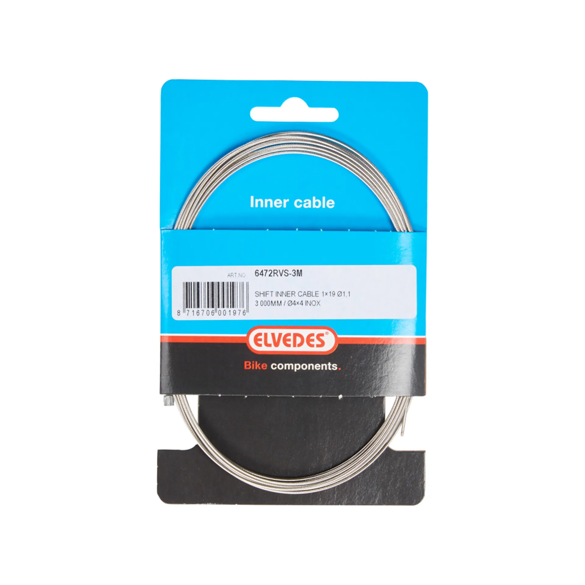 Elvedes Binnenkabel versnelling RVS 3.00M,nippel 4x4mm, oa voor Nexus